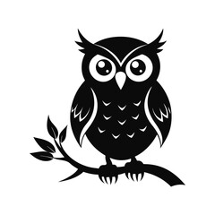 A owl on a branch silhouette Vector illustration.