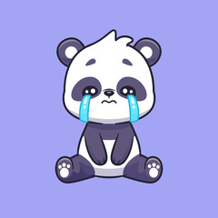 Fototapeta premium Cute Panda Crying Cartoon Vector Icon Illustration. Animal Nature Icon Concept Isolated Premium Vector. Flat Cartoon Style 