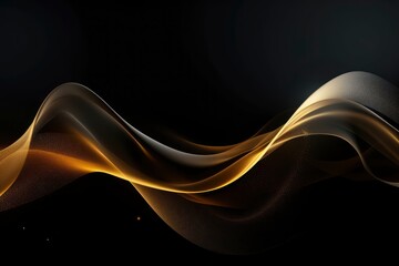 Sparkling luxury gold waves background on black background. Premium design for wallpaper, banner, poster with generative ai