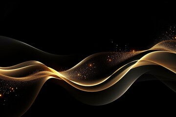 Sparkling luxury gold waves background on black background. Premium design for wallpaper, banner, poster with generative ai