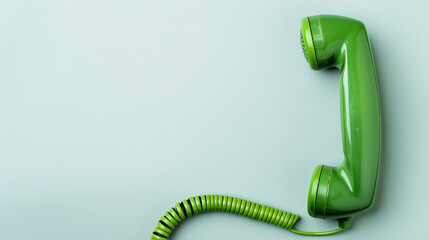 green telephone receiver on a white background