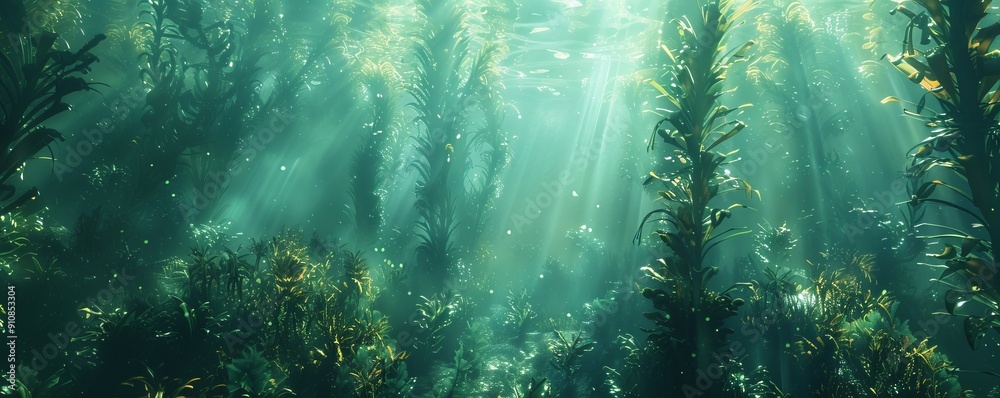 Wall mural Underwater Kelp Forest, 4K hyperrealistic photo