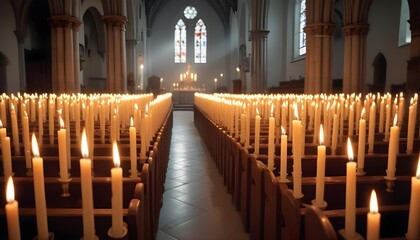 Fototapeta premium Christian Holiday in a church with candles