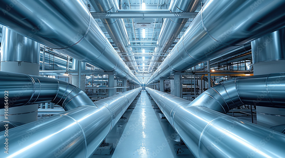 Fototapete A technical background of the internal working of a modern building. pipe. Generative AI.