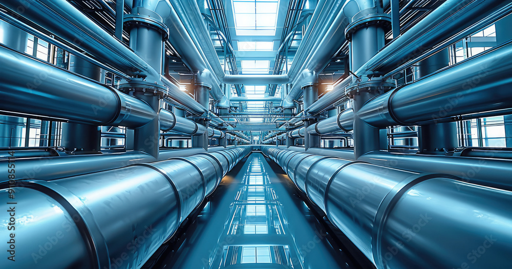 Fototapete a technical background of the internal working of a modern building. pipe. generative ai.