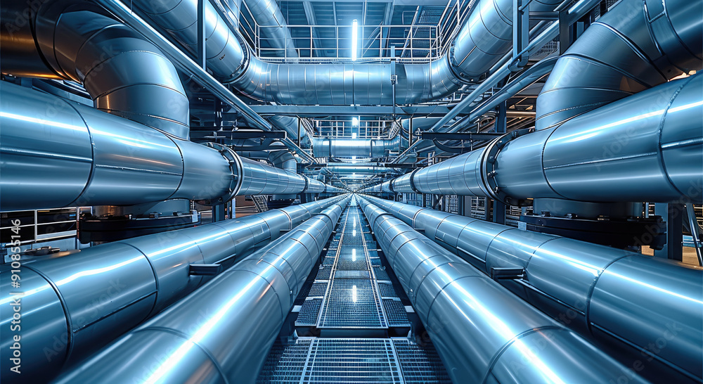 Fototapete a technical background of the internal working of a modern building. pipe. generative ai.
