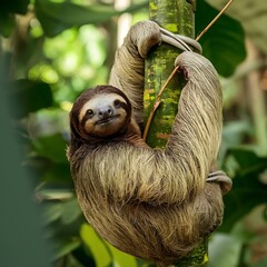 Fototapeta premium snail on a green leaf