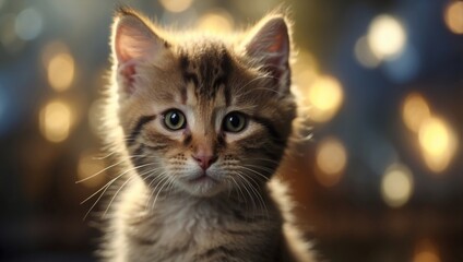 Fototapeta premium Confused Kitten A Whiskered Companion in a State of Perplexity.