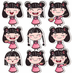 set of funny cartoon girls, generative ai