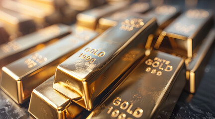 Gold bars with diagram. Generative AI.