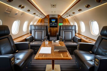 Naklejka premium Airplane designed to meet stringent standards and regulations, ensuring safety, reliability, and compliance with aviation industry requirements.