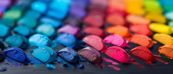 A palette with an array of pigments, showing a broad range of color selection, photorealistic, intricate details, natural light, highresolution 8K , high-resolution, ultra HD,up32K HD