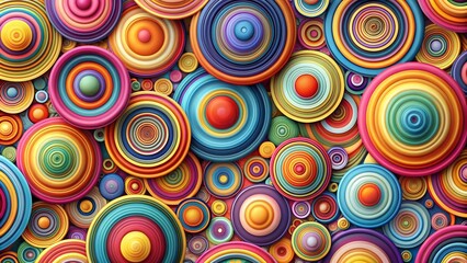 Naklejka premium Abstract Symphony of Circles: A Multicolored Tapestry of Twirling Forms AI generated