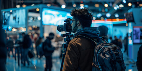 Photographer capturing a moment in a crowded event.