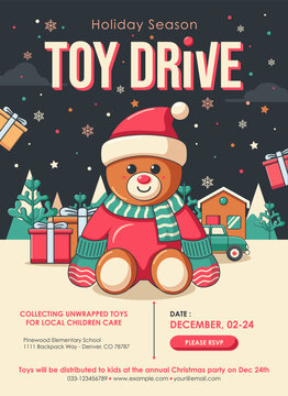 Holiday Season Toy Drive Poster Vector Illustration