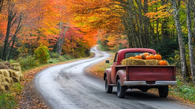 Autumn Road Trip with Pumpkins