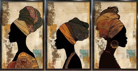 Elegant Silhouette Women with Headwraps