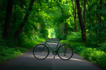 Fototapeta premium Green bicycle commutes emphasize eco-friendly transportation solutions, promoting sustainable and efficient urban travel.
