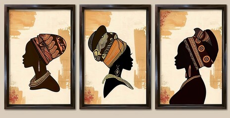 Elegant Silhouette Women with Headwraps