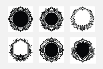 Vintage sticker label vintage frames element silhouette white background artwork set inspiration
