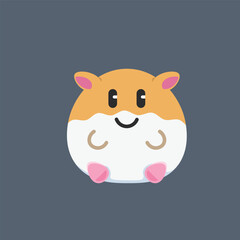 cute hamster with smile face in flat vector design.