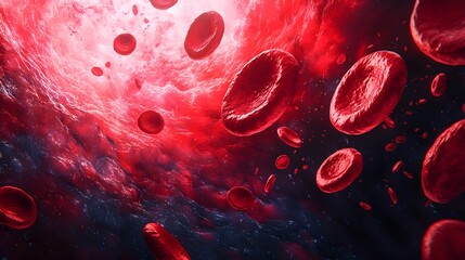 Sketch poster showing anemia through a variety of body cells, highlighting the deficiency in red blood cells on a detailed backdrop