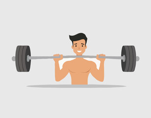 Homme avec l’icône solide de barbell, concept de musculation, signe d’haltérophile sur le fond blanc, icône de poids de levage d’homme dans le modèle de glyphe pour le concept mobile et la conception 