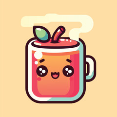 Christmas kawaii hot drink cup flat icon
