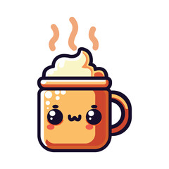 Christmas kawaii hot drink cup flat icon