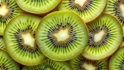 A Symphony of Green: A Close-Up of a Sliced Kiwi Fruit  AI generated
