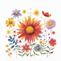 The little gardener, charming and hardworking, detailed plants, watercolor style, isolated on white background, clipart, watercolor clipart, isolated on white background