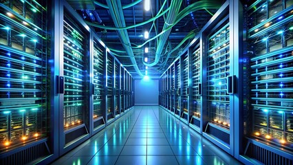 Fototapeta premium A Glimpse into the Heart of a Cloud Server Environment Generative AI