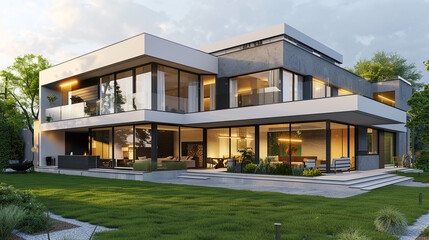 Fototapeta premium modern house in the park