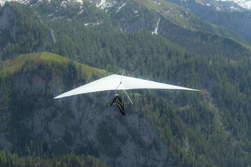 Hang gliding above mountain valley near Jenner mount Berchtesgaden National Park