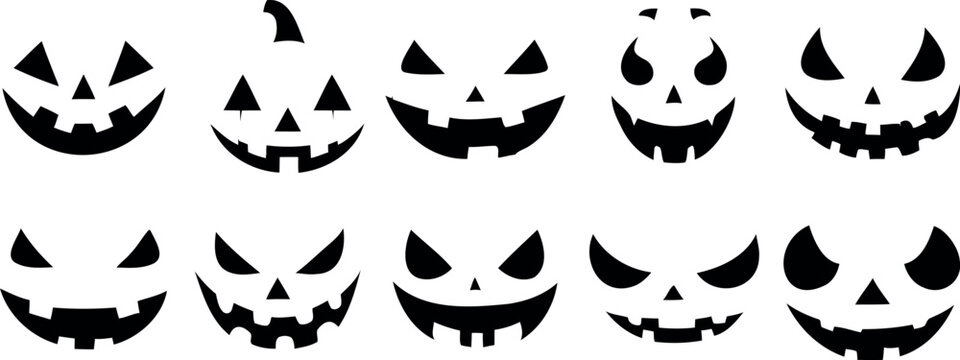 halloween pumpkin jack o lantern face set