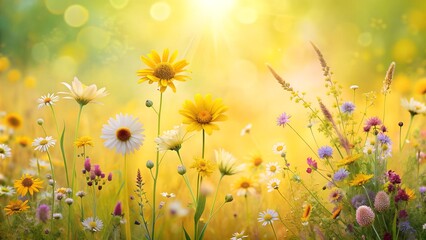 Sunlit Meadow Floral Design Element  AI generated