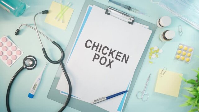 CHICKEN POX WRITTEN ON MEDICAL PAPER
