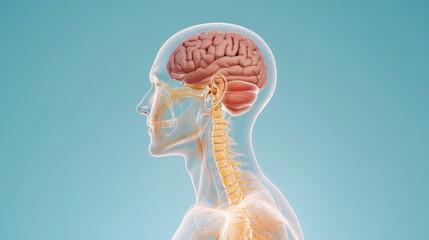 Detailed Anatomical Illustration of Human Brain and Nervous System