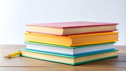 Fototapeta premium A Stack of Colorful Textbooks with a Pencil and Eraser AI generated