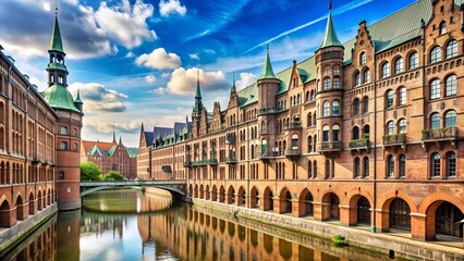 Obraz premium The Jungfernstieg: A Symphony of Brick and Stone Generative AI