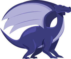 Majestic purple dragon standing proudly with its wings spread