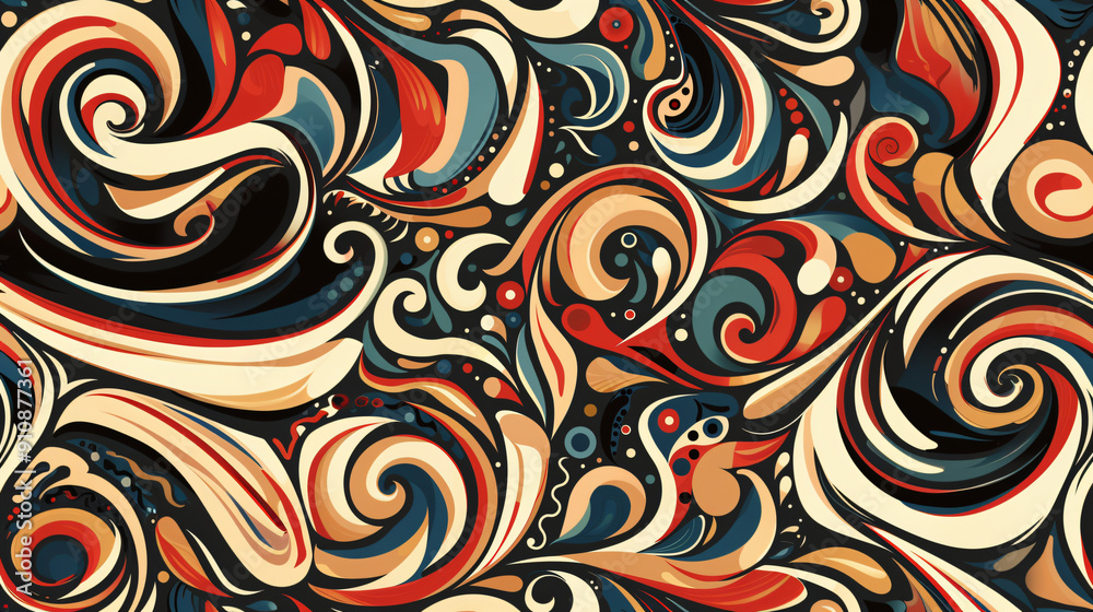 Poster Vibrant abstract swirls pattern background creating an artistic texture design