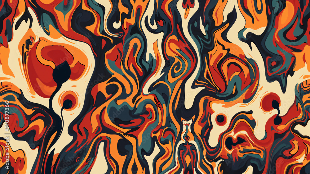 Aufkleber Vintage color palette complements a groovy swirl pattern in this abstract background
