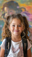 Cheerful portrait of a smiling elementary school girl