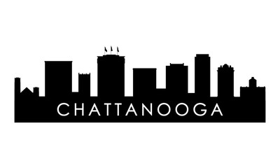 Fototapeta premium Chattanooga skyline silhouette. Black Chattanooga city design isolated on white background. 