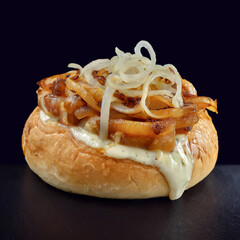 Gorgonzola caramelised Onion Bun cafe breakfast 