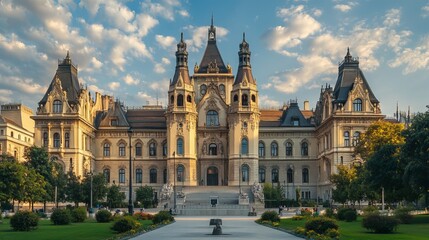 Obraz premium Budapest, Hungary: The Ethnographic Museum, formerly the Palace of Justice, designed by Hungarian architect Hauszmann and completed in 1896.