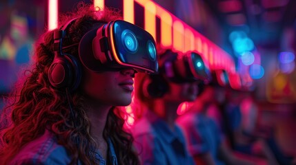 Students Using Virtual Reality in a High-Tech Classroom