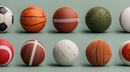Fototapeta premium Various Balls Isolated, Creating A Visual Collage Of Sports, Wallpaper Pictures, Background Hd