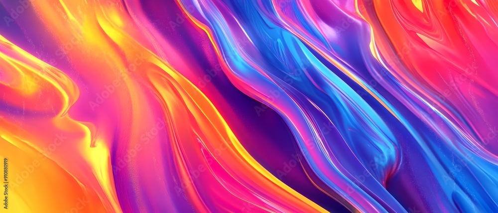 Poster mesmerizing neon synthwave patterns in vibrant gradient swirls abstract digital painting with dynami